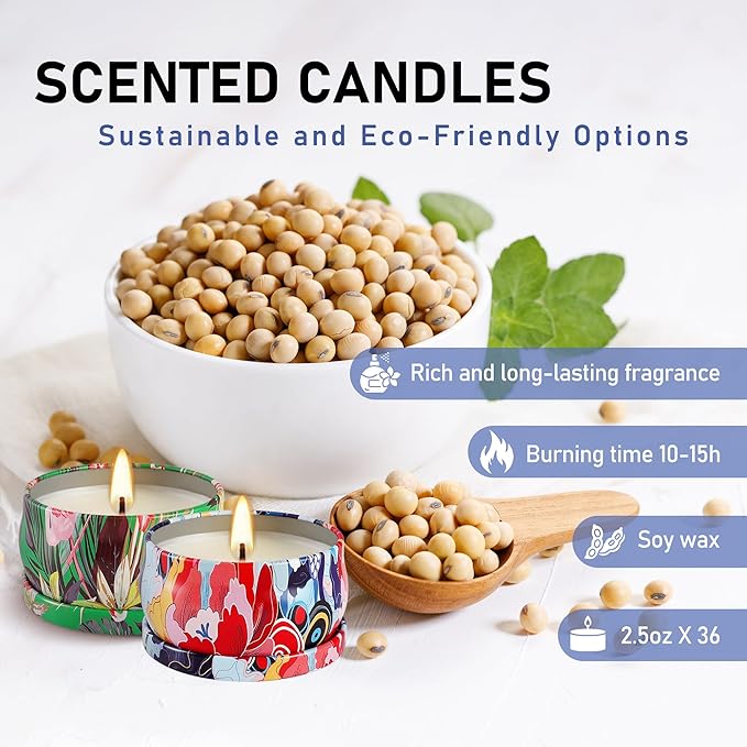 WPONSZU Set 36Pack Scented Candles, Candvent Calendar 2025, Gifts Soy Wax - Image 4