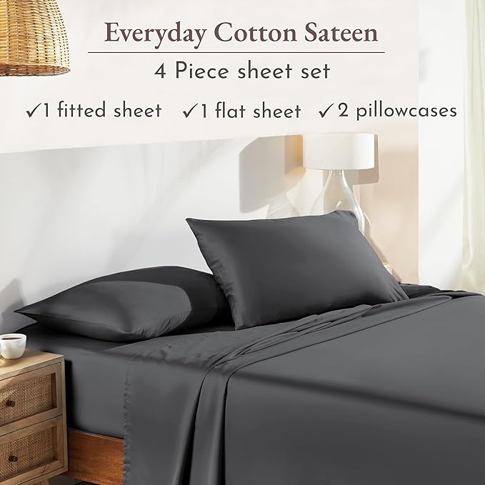 California Design Den Natural 100% Cotton Sheets Full Size Bed Set - Image 4