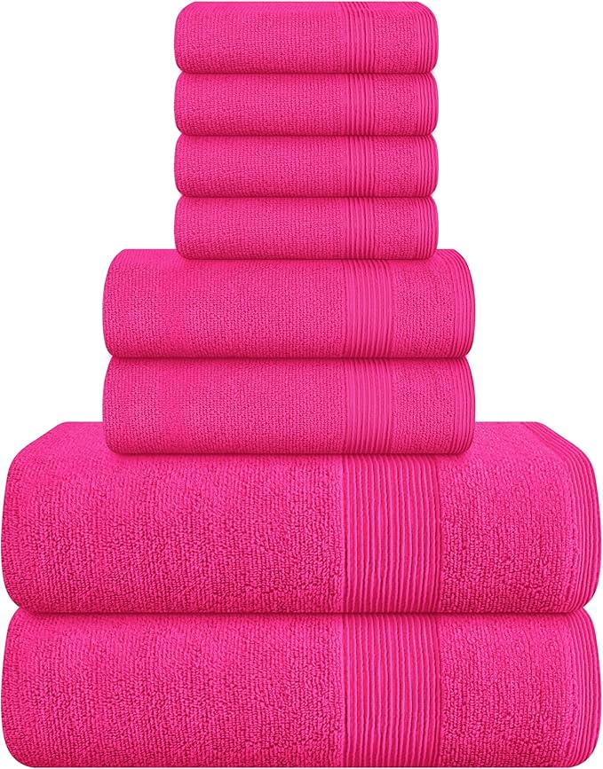 Belizzi Home 8 Piece Towel Set 100% Ring Spun Cotton, 2 Bath Towels 27x54 by Unknown