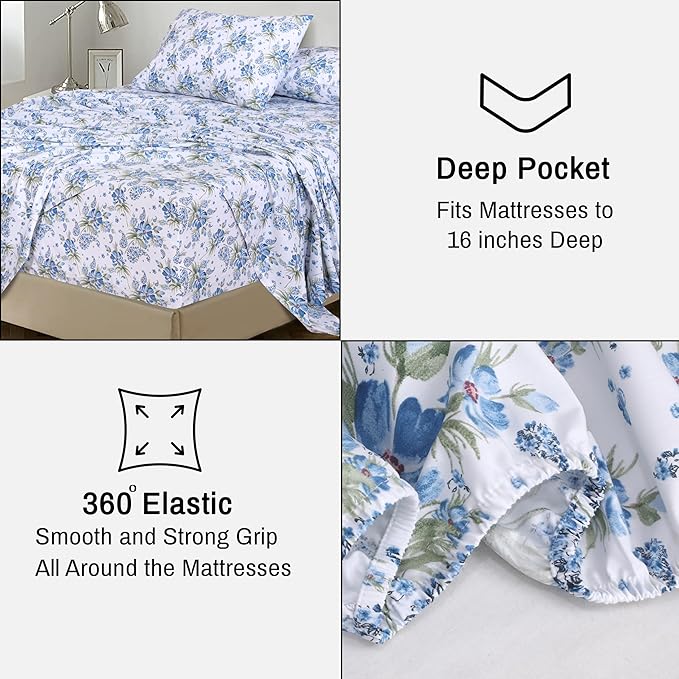 RUVANTI 100% Cotton Sheets – Split King Size Percale Bedding, Cooling & - Image 6