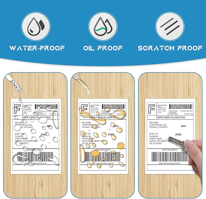 MFLABEL 4x6 Thermal Shipping Labels - 2 Rolls of 250, Perforated & Smudge-Proof Direct Thermal Labels Compatible with Rollo, Zebra, for Amazon UPS FedEx Shopify