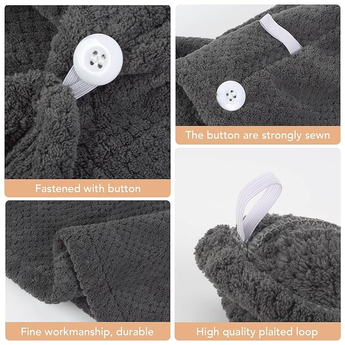SINLAND Microfiber Hair Drying Cap Hair Towel Turban Twist - Image 3