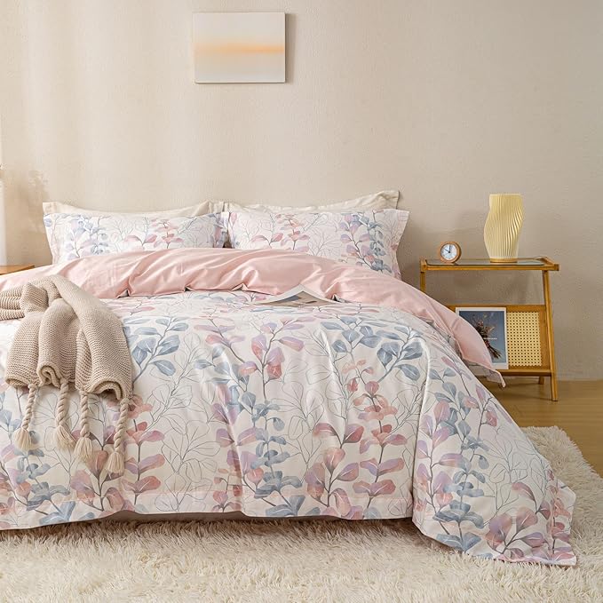 OAITE Duvet Cover Set King Size Floral Pattern Ultra Soft 100% Cotton Duvet - Image 2