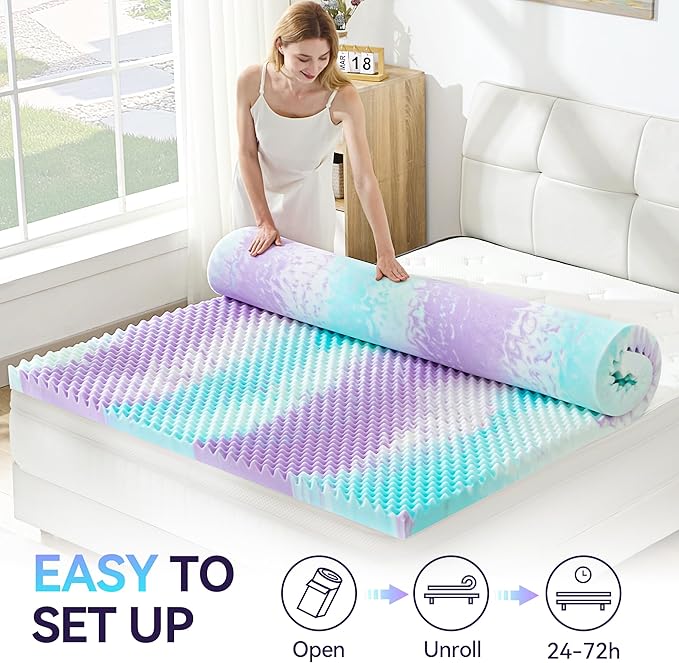 SINWEEK 2 Inch Egg Crate Memory Foam Mattress Topper Twin XL, Twin Extra Long - Image 7