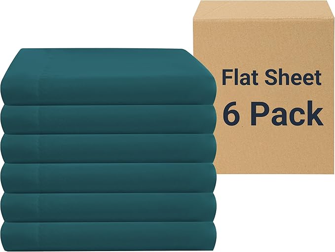 ZPECC Full Flat Sheet Only 6 Pack, Durable Teal Top Bed Sheets Hypoallergenic by ZPECC-ABrandThatHasBeenFocusedOnBabyProductsFor18Years