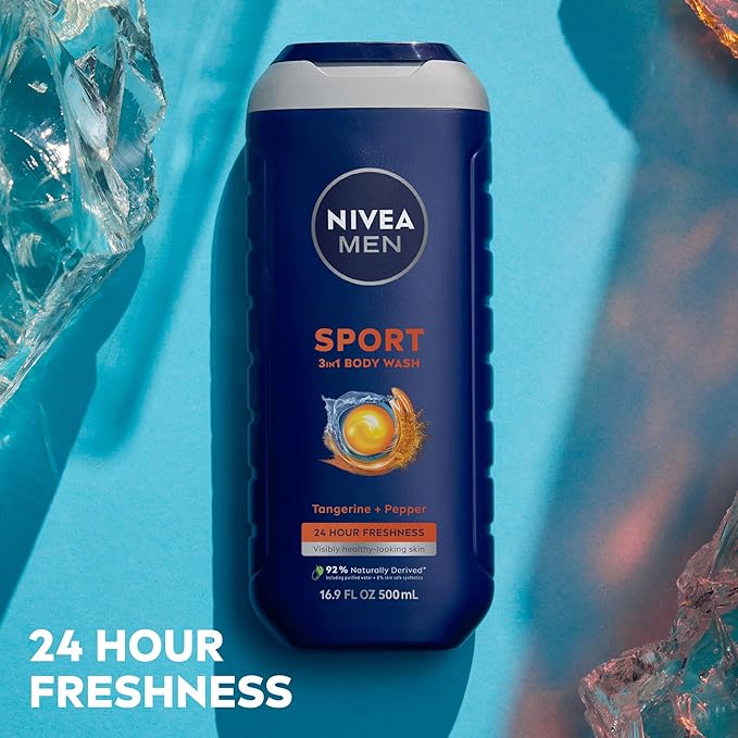 NIVEA Men Sport Body Wash with Revitalizing Minerals, Tangerine and Pepper Scent - Image 4