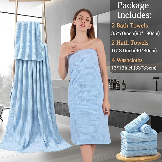 8 Piece Bath Towel Set-2 Oversized Bath Sheets, 2 Hand Towels, 4 - Image 7
