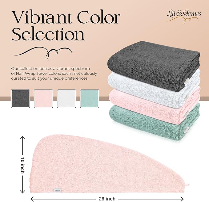 Lili&James 100% Cotton Hair Towel Wrap - Image 2