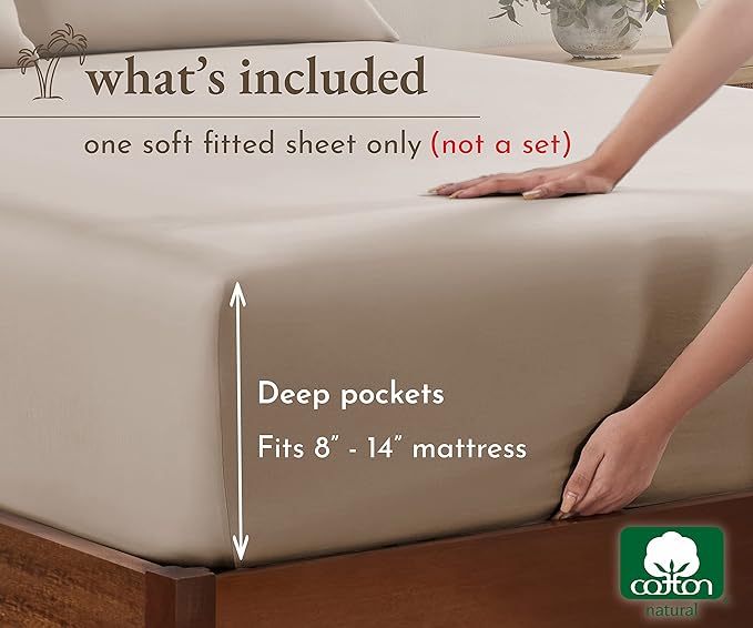 California Design Den Full Size Fitted Sheet Only, Soft 100% Cotton Sateen - Image 4