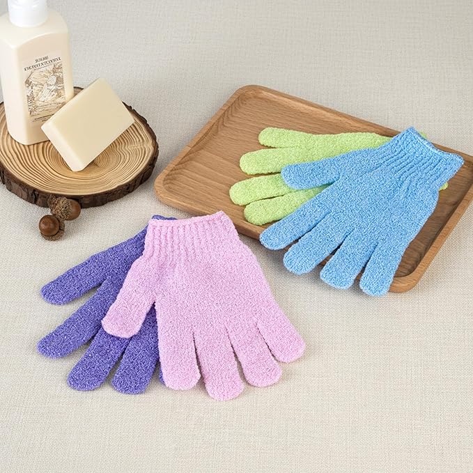 4 Pairs Exfoliating Gloves for Shower, Shower Gloves, Body Scrubber, Korean - Image 6