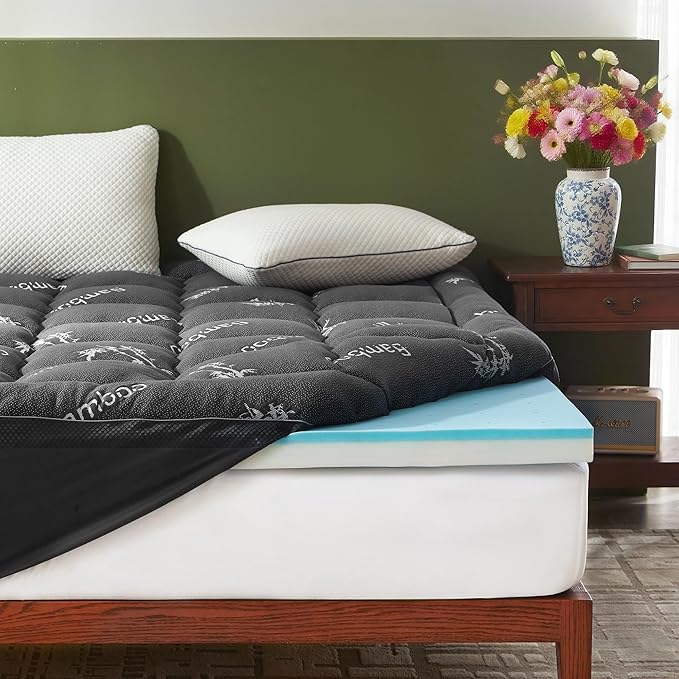 BEDLORE 4 Inch Memory Foam Mattress Topper Twin XL, 2-in-1 Dual Layer Design by Bedlore