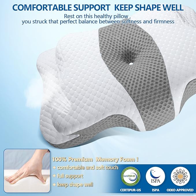 CHxxy Cervical Neck Pillow for Pain Relief Sleeping, Contour Memory Foam Pillows - Image 5