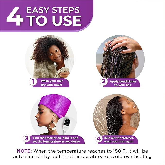 Hair Steamer for Deep Conditioning w/10-level Heats Up Quickly, Heating Cap for - Image 7