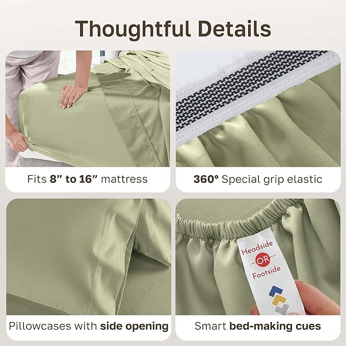 California Design Den Thick and Natural 100% Cotton Bed Sheets King Size Set - Image 6