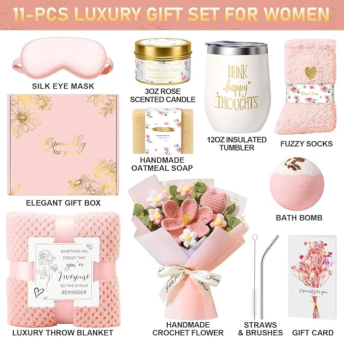 Birthday Gifts for Women, Gift Baskets for Women Self Care Spa Set, Get Well - Image 2
