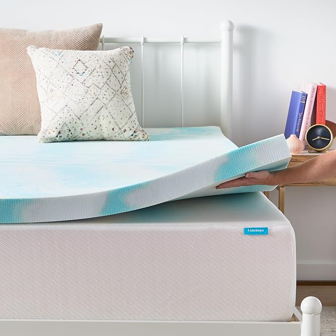 Linenspa 3 Inch Swirl Gel Memory Foam Mattress Topper, King Size – Cooling Gel - Image 7