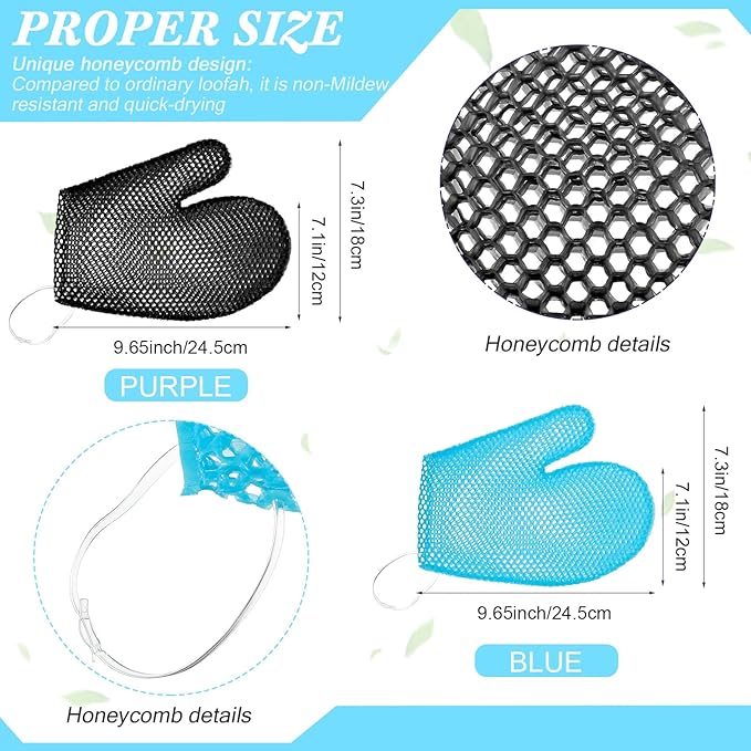 Karenhi 2 Pcs Honeycomb Exfoliating Glove Bath Mitt Body Spa Scrubber, - Image 2
