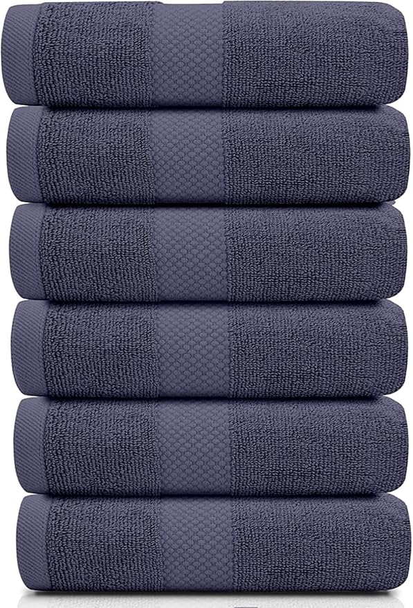 White Classic Luxury Navy Blue Hand Towels - Image 2