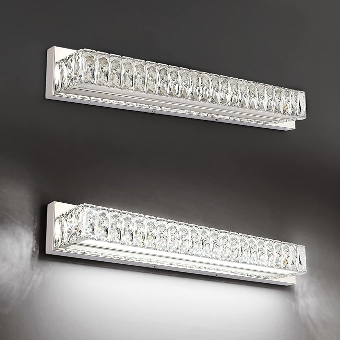 ZUZITO Modern Bathroom Light Fixtures Over Mirror 30 inch Crystal Chrome LED - Image 5