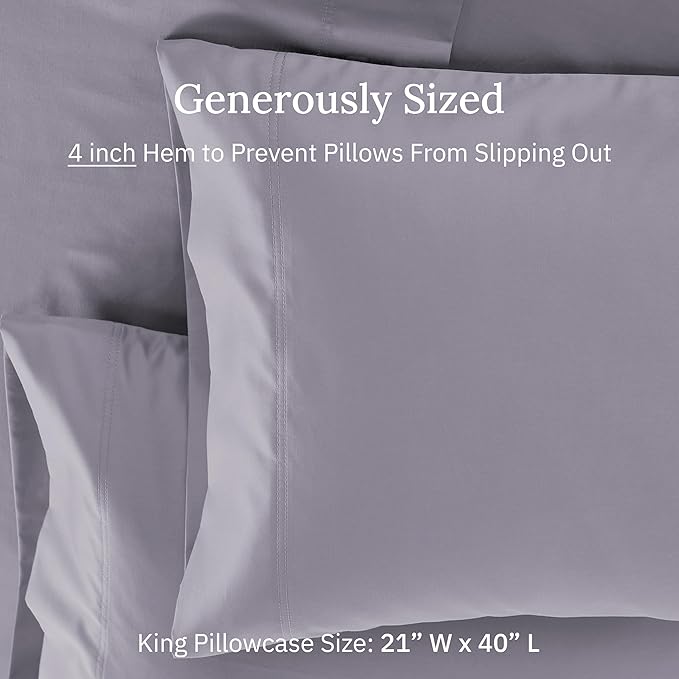 Luxuriously Soft Premium 600 Thread Count, 100% Cotton Set of 2 Cases, Crisp - Image 5