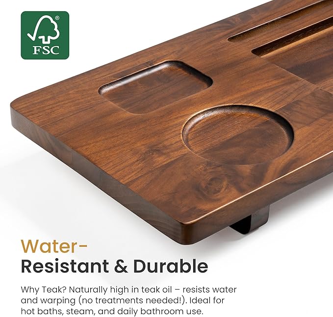 Luxury Teak Bathtub Caddy Tray - Image 4