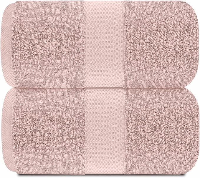 White Classic Pink 650 GSM Cotton Bath Sheet Towel - Image 2