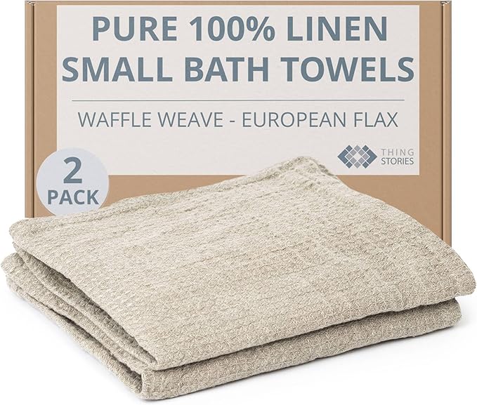 Pure Linen Small Bath Towels by THINGSTORIES