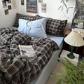 mixinni Vintage Brown & Blue Buffalo Plaid Duvet Cover Set Twin XL Size by mixinni