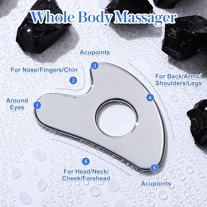 rosenice Gua Sha Facial Tool for Face Skincare Stainless Steel Gua Sha Board - Image 2