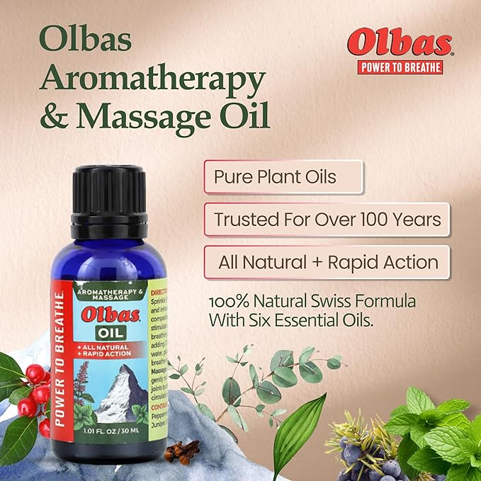 Olbas Massage and Aromatherapy Oil, 1.01 Fl Oz, body massage oil, Swiss Herbal - Image 2