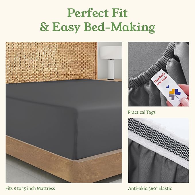 California Design Den 100% Organic Cotton Fitted Sheet Full Size Only, Deep - Image 6
