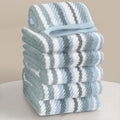 VOOVA & MOVAS Blue Striped Washcloths 6 Pack, 100% Cotton, Ultra Soft, Quick Dry by VOOVAMOVAS
