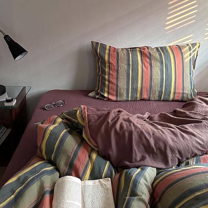 mixinni Vintage Striped Duvet Cover Set Twin XL Size - Image 9