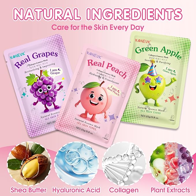 14 Pack Fruit Face Masks Skincare - Image 3