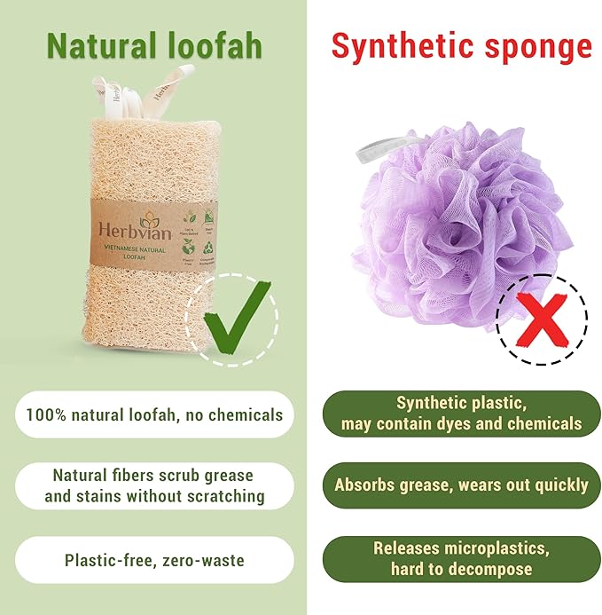 Natural Vietnamese Loofah Sponge, 100% Plant-Based Luffa Exfoliating Body - Image 5