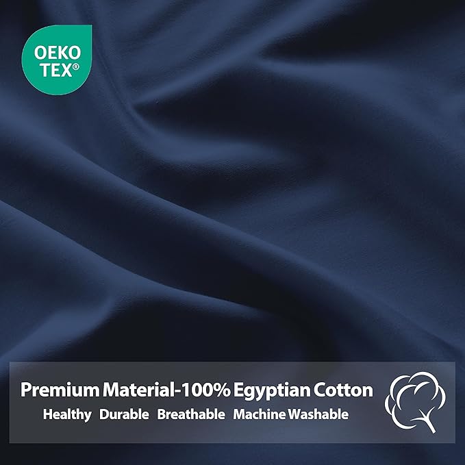 California King Size Fitted Sheet Only Navy Blue, 100% Egyptian Cotton 600 - Image 3
