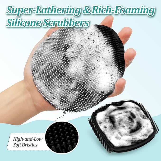 Silicone Body & Face Scrubber Set, 360° Anti-Slip & Hand-fit Silicone Shower - Image 4