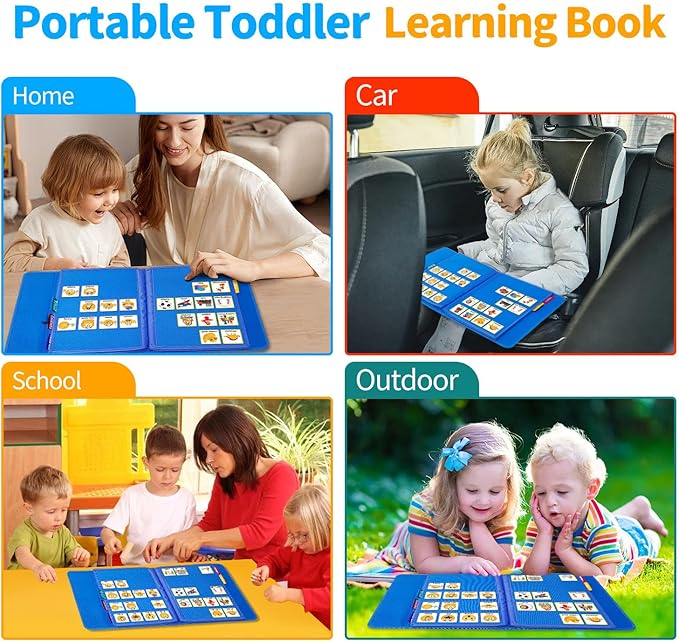 Visual Communication Book, Nonverbal Communication Board, Autism Language Vocabulary Learning Materials, Speech Articulation Therapy Cue Cards for Kids, Toddler Behavior Book for Home School