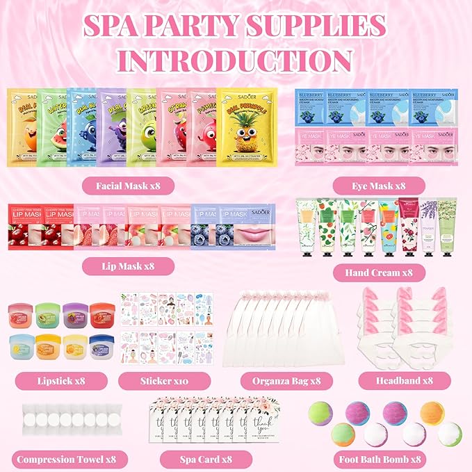 90PCS Spa Party Supplies for Girls, Sleepover Party Supplies for Girls - Image 2