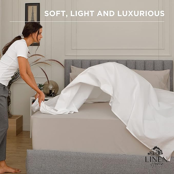 Linen Home 100% Cotton Percale 1 Flat Sheet, Twin Size - Image 7