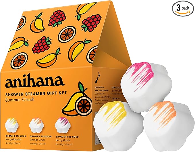ANIHANA Shower Steamers Summer Crush 3 Pack Gift Set, Paraben Free, Mango by Anihana