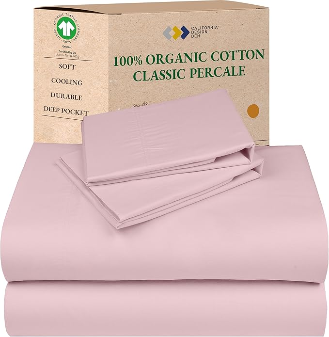 California Design Den 100% Organic Cotton Sheets King Size Deep Pocket Set by CaliforniaDesignDen