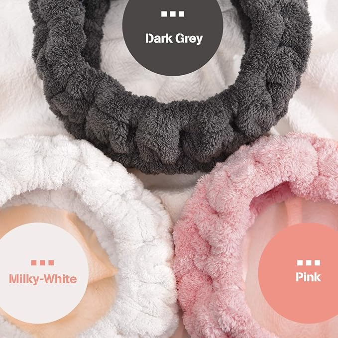 Chuangdi 3 Pieces Spa Headband for Women Facial Makeup Headband Soft Terry - Image 2