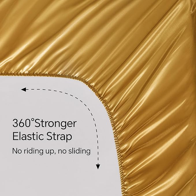 BEDELITE King Size Sheets Set, Luxury Soft Gold Satin Sheets - Image 5