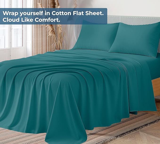 Royale Linen 100% Organic Cotton California King Flat Sheet Only - Image 2
