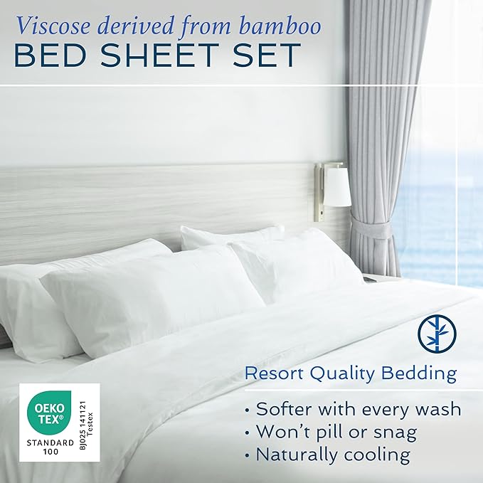 Hotel Sheets Direct 100% Viscose Derived from Bamboo Sheets California King - Image 2