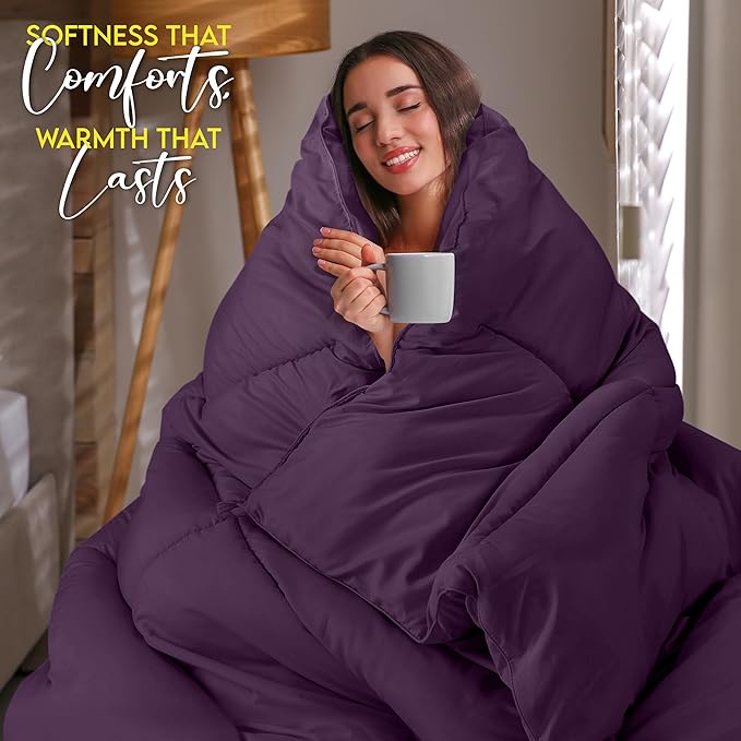 Utopia Bedding Twin Comforter Duvet Insert, Quilted Plum Comforter - Image 3