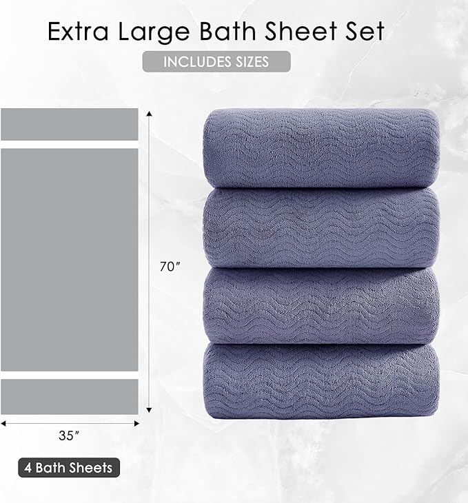 4 Piece Extra Large Bath Towel 35"x70" Oversized Bath Sheet Bath Towel Set - Image 5