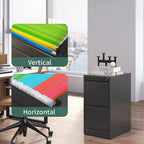 FLIXELIO 2 Drawer File Cabinet with Lock,Metal Vertical Filing Cabinets for Home Office,Heavy Duty File Storage Cabinet for Letter/Legal/A4/F4 Size File,Assembly Require (Black, Vertical 2 Drawer)