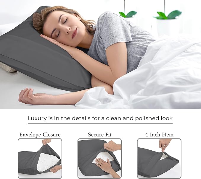 Royale Linens Grey Pillowcase Set Of 12 - Image 6